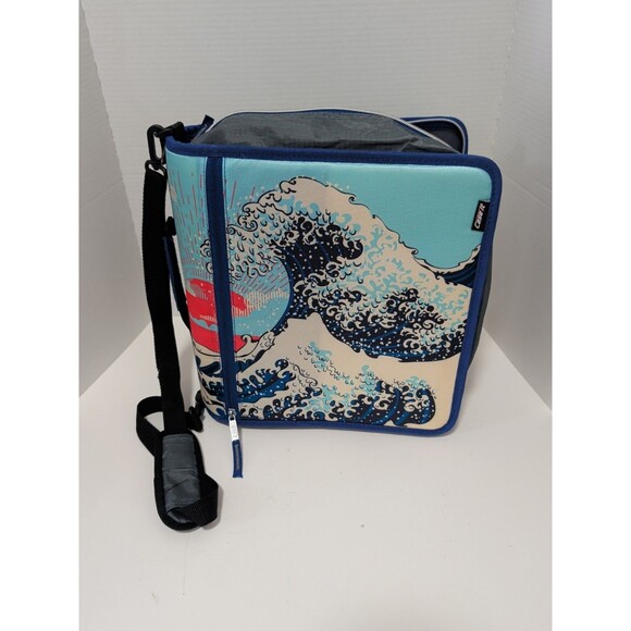 Case-It The Mighty Zip Tab Japanese Wave 3 Ring Zipper Binder & File Folder - Picture 1 of 6